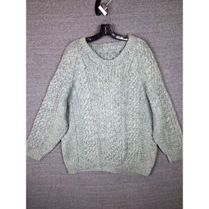 Vintage Sweater Adult 46 Large Green‎ Fisherman Heavy Thick Honeycomb Classic